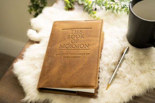 Leather Book of Mormon - Hard Cover - Walnut