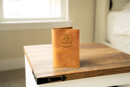 Leather Book of Mormon Mini - Soft Cover - Saddle